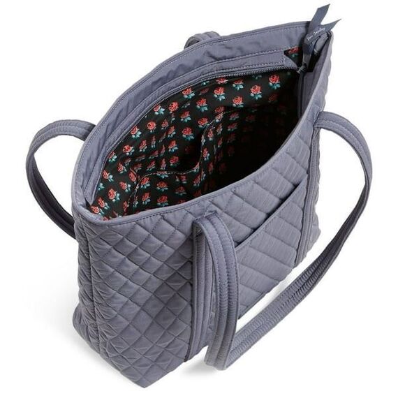 Vera Bradley Classic Tote Bag Gray Quilted Twill Minimalist Casual Weekender